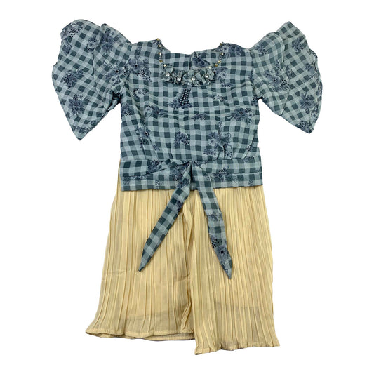 Baby Girls Elegant Floral Frock with Cream Plazzo