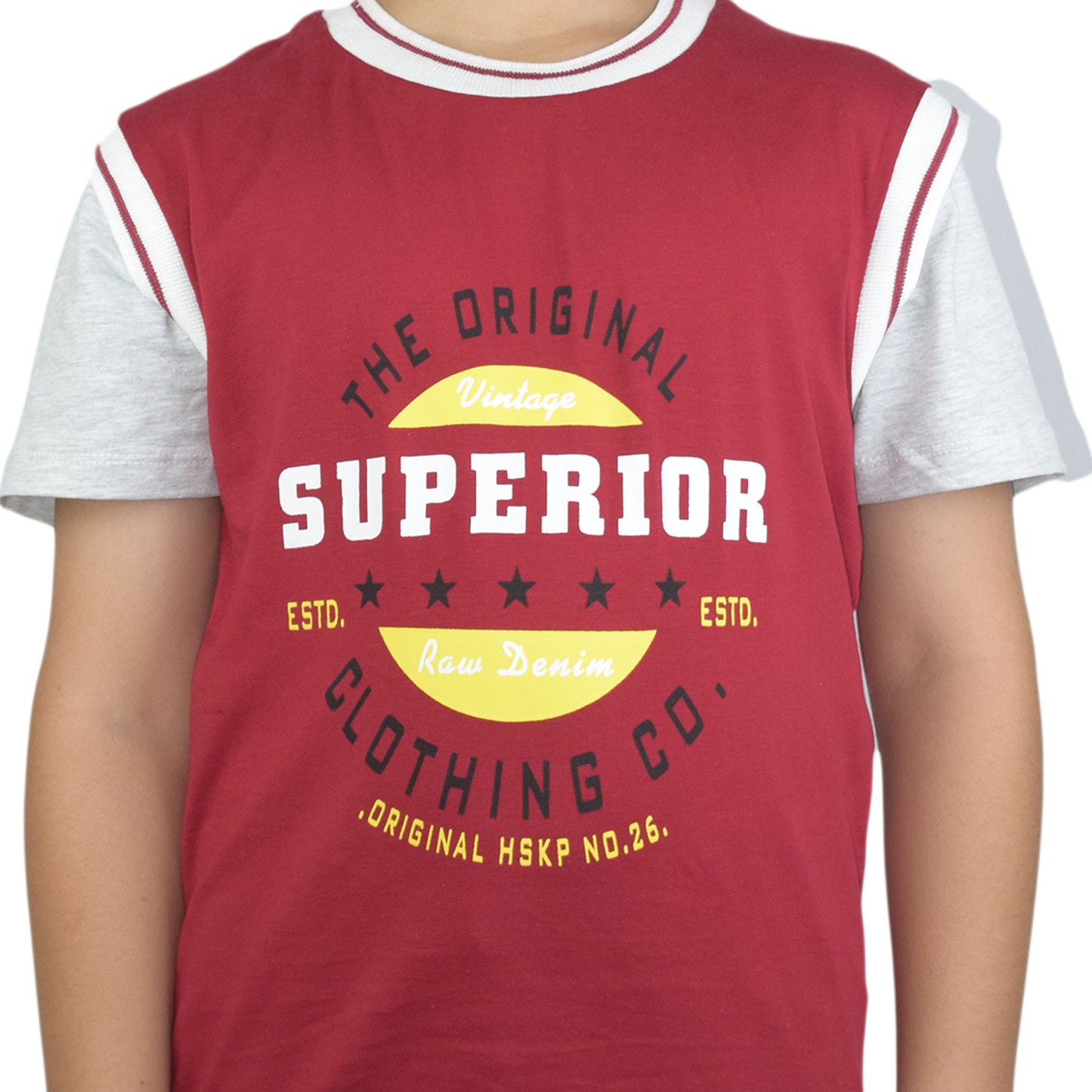 Boys Blue & Red T-Shirt | Casual Round Neck Tee by Kidzaar