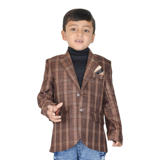 Boys Brown Check Casual Coat – Smart Winter Style
