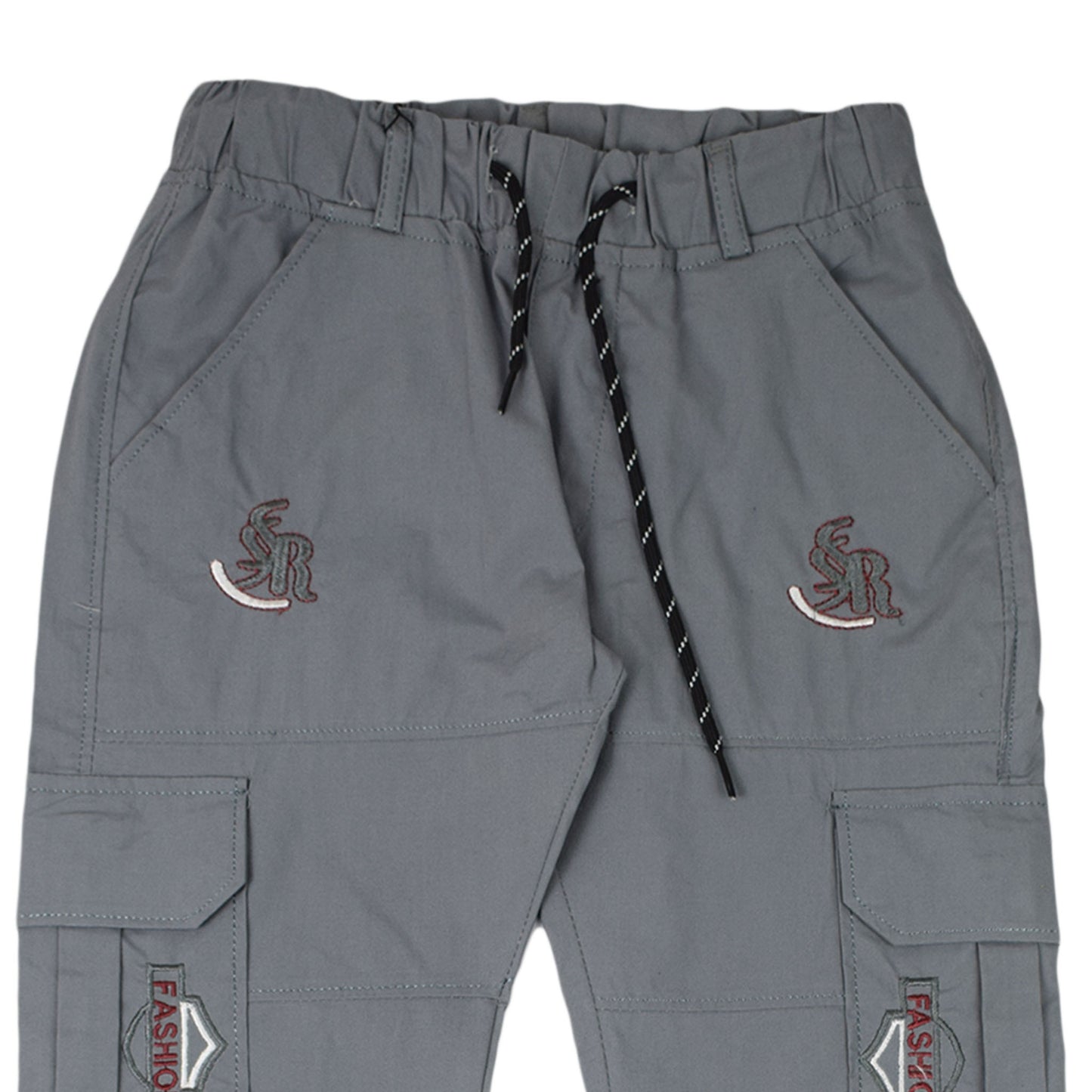 Boys Grey Cotton Pocket Jeans with Drawstring