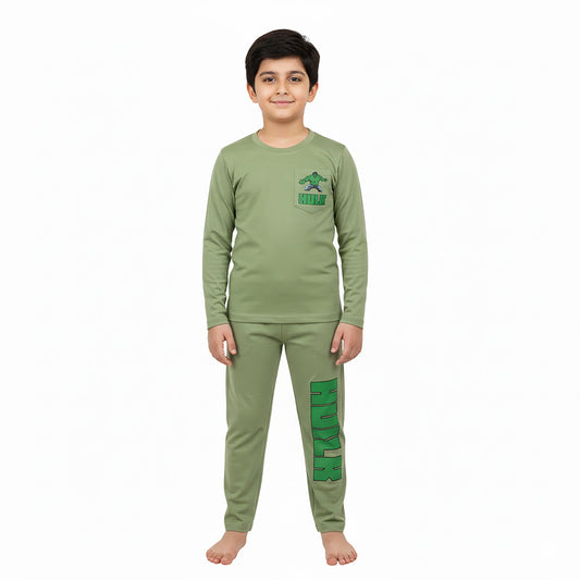 Boys Hulk Printed Terry Jersey Suit – Black & Green