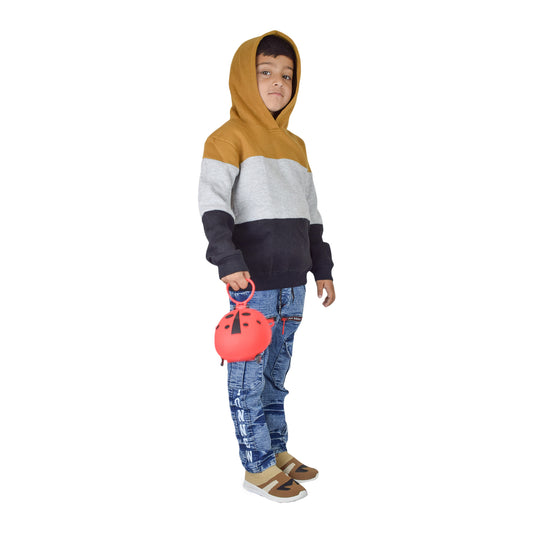 Boys Mustard, White & Black Hoodie Stylish Fleece Sweatshirt