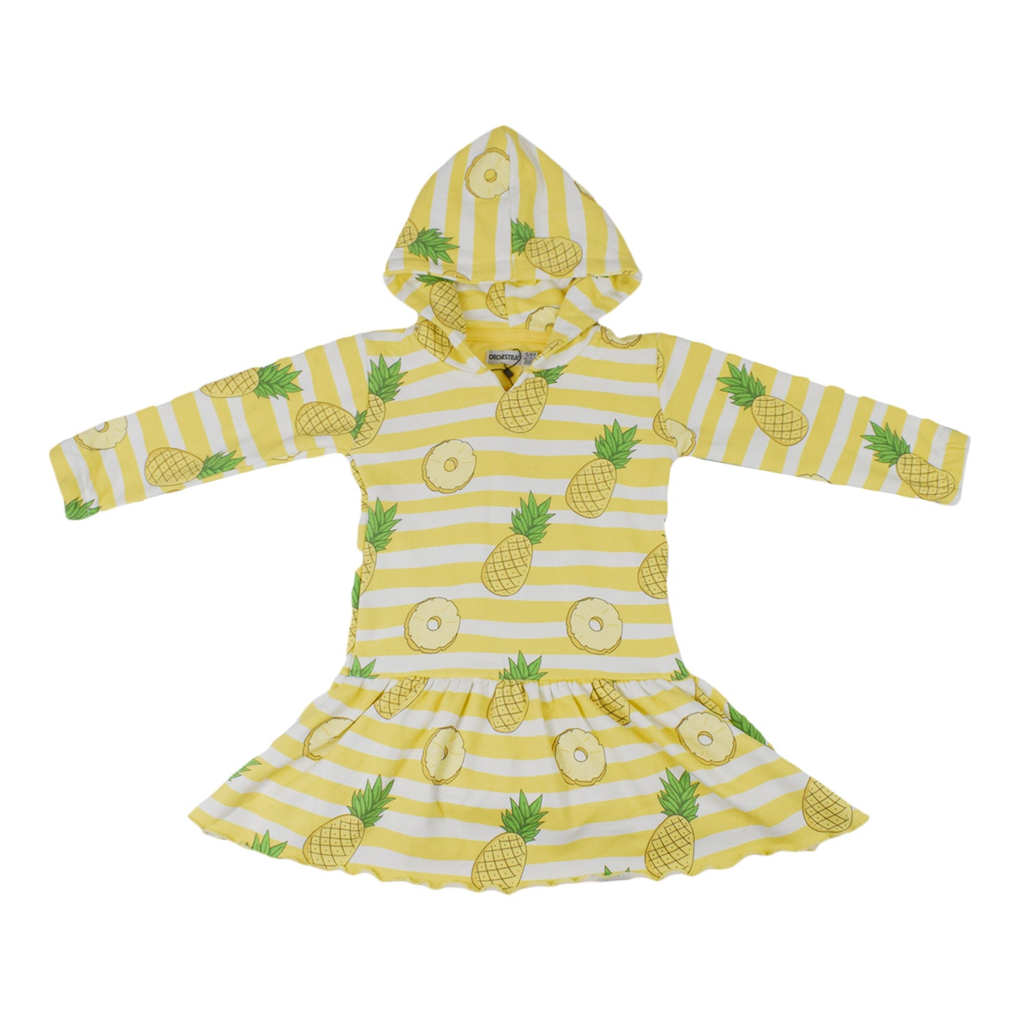 Baby Girls Yellow Pineapple Printed Frock