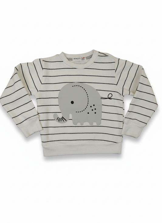 Kids White Sweatshirt – Elephant Patch Unisex Design