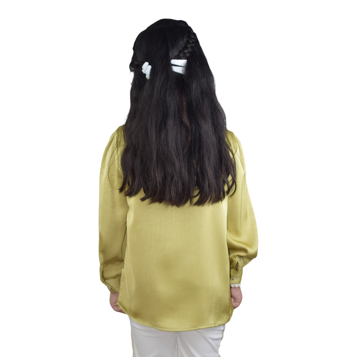 Girls Peach Green Neck-Band Top with Chain Detail | Stylish Casual Wear by Kidzaar
