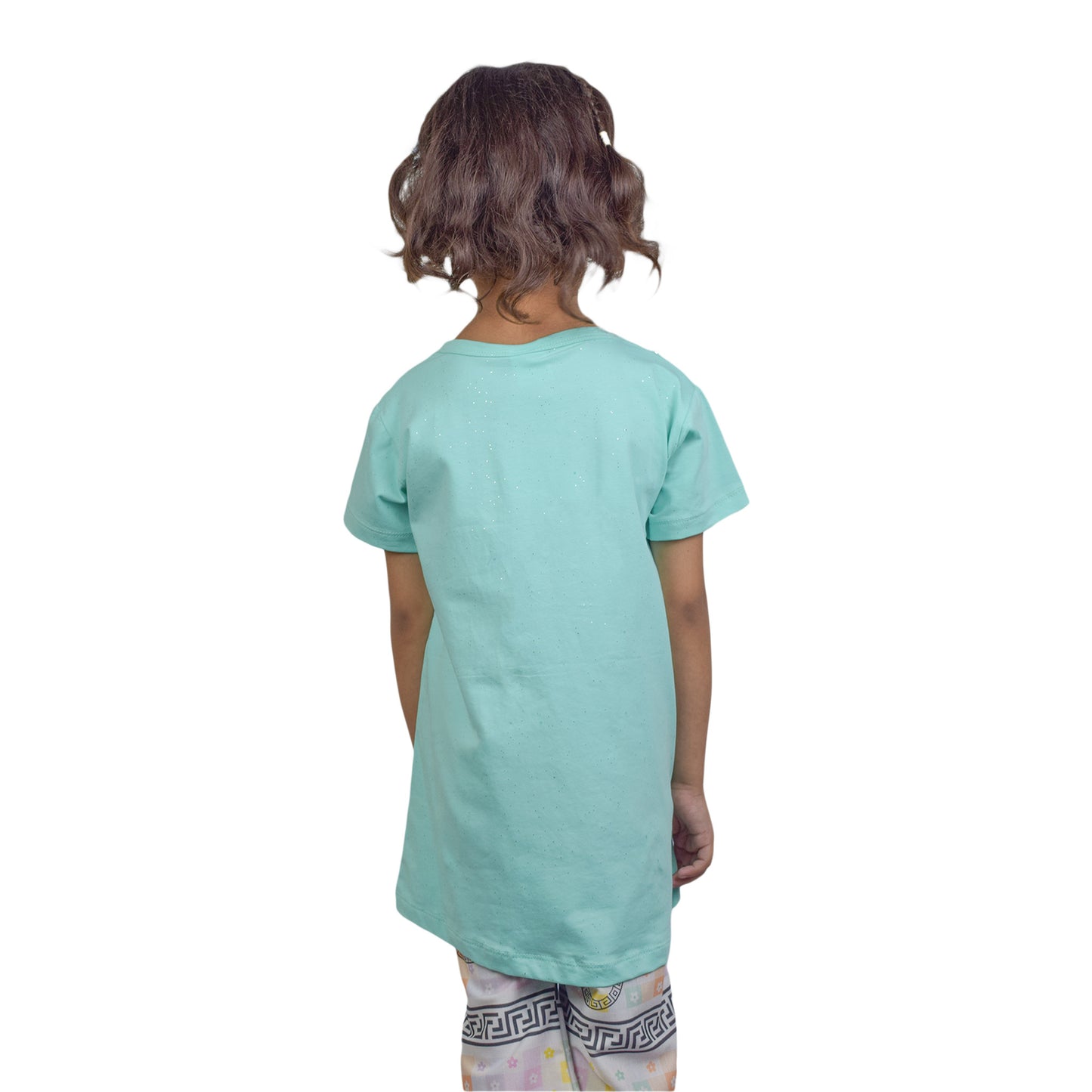 Girls Sky Blue T-Shirt with Pearl Headphone Design