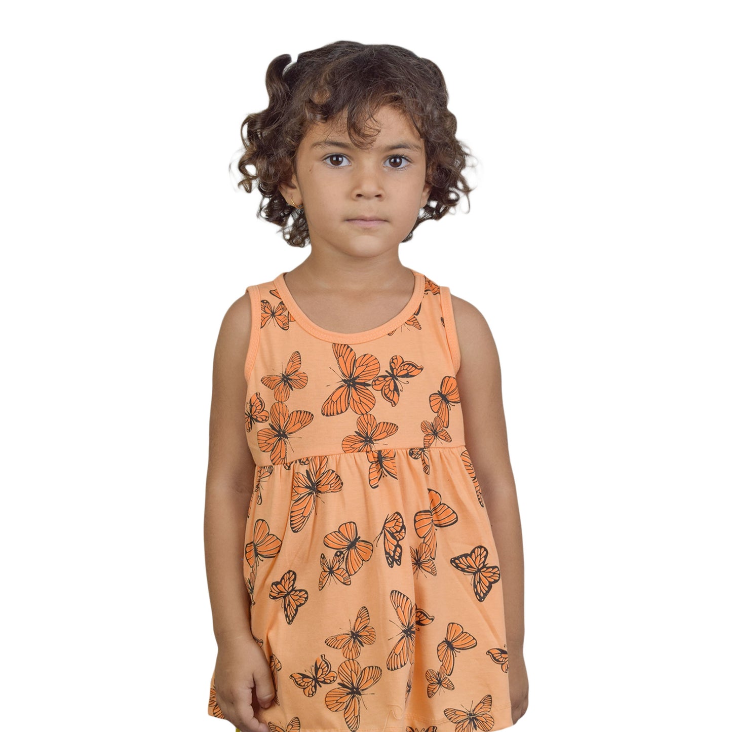 Girls Butterfly Print Tops – White & Orange Variants