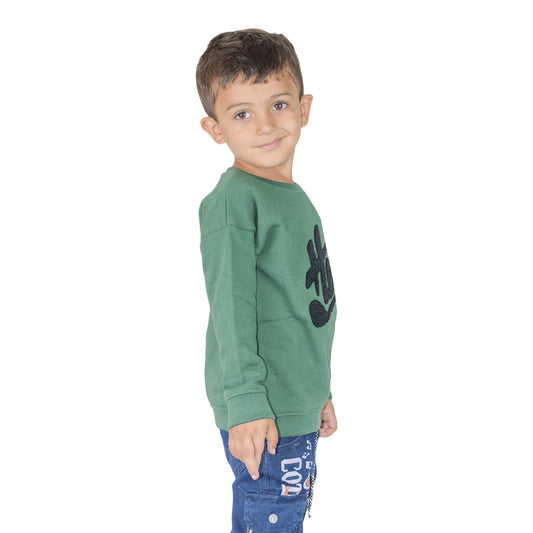 Kids Green “HEY” Sweatshirt – Unisex Winter Style