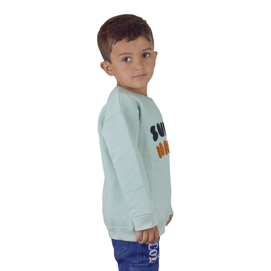 Kids “Super Happy” Unisex Sweatshirt – Soft Mint Green