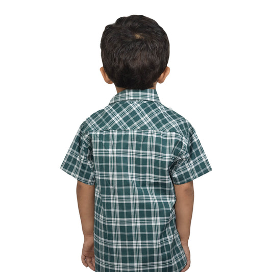 Preschool Boys Green Check Casual Shirt | Smart Everyday Wear by Kidzaar