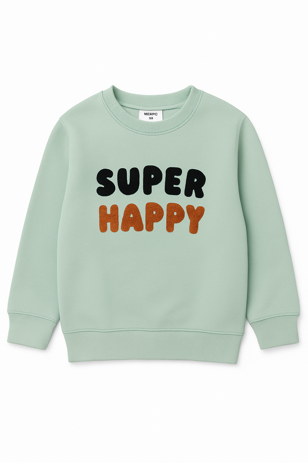 Kids “Super Happy” Unisex Sweatshirt – Soft PISTA Green