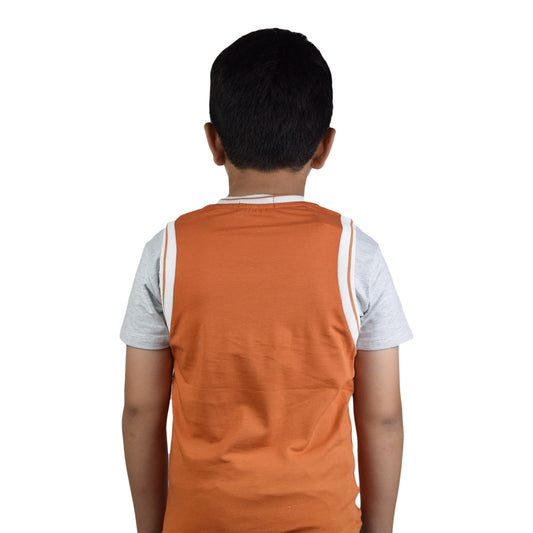 Boys Orange Boston 28 T-Shirt – Soft Cotton Sports Graphic Tee