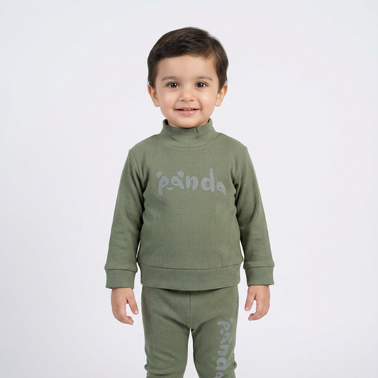 Unisex Green Baby Panda Winter Co-ord Suit