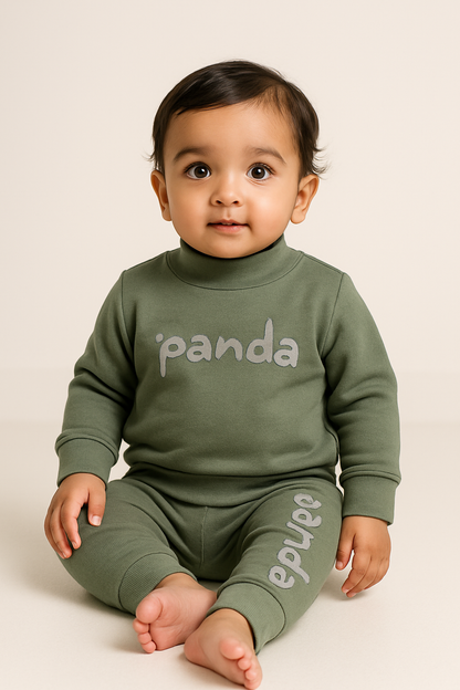 Unisex Green Baby Panda Winter Co-ord Suit