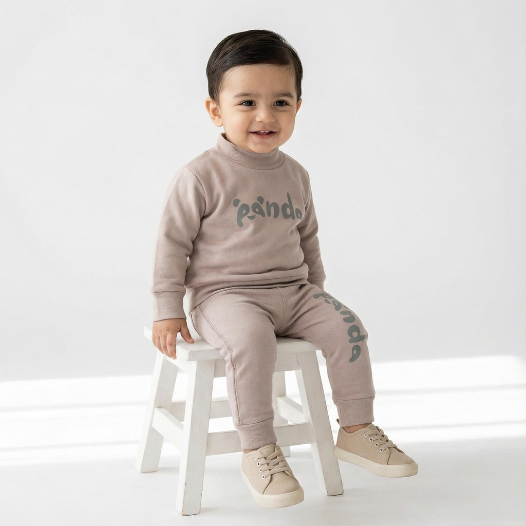 Unisex Baby Panda Co-ord Suit in Mauve Pink