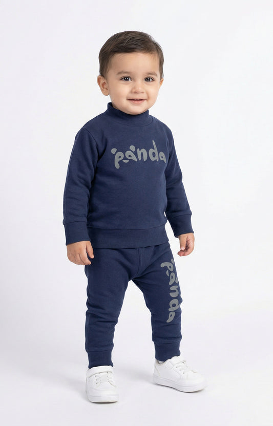 Unisex Baby Panda Winter Co-ord Suit Blue color