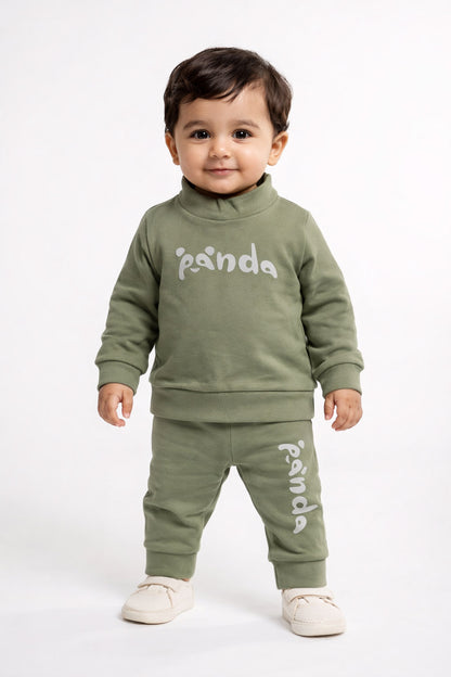 Unisex Green Baby Panda Winter Co-ord Suit
