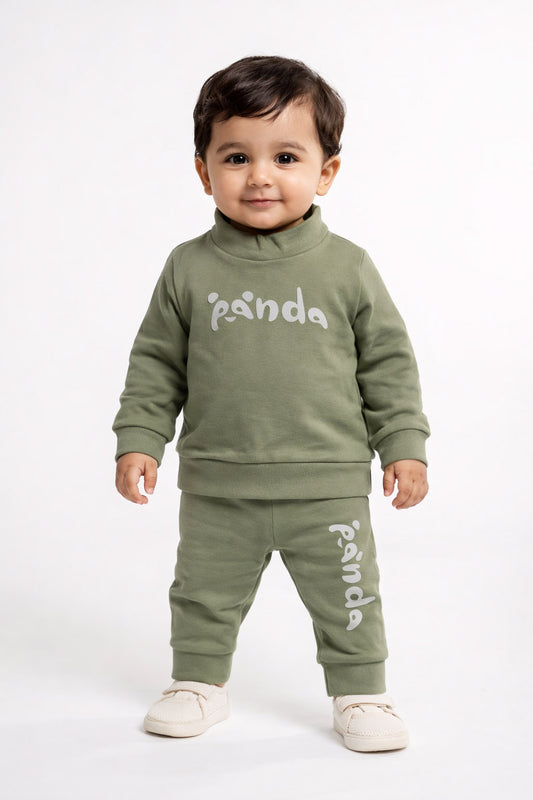 Unisex Green Baby Panda Winter Co-ord Suit
