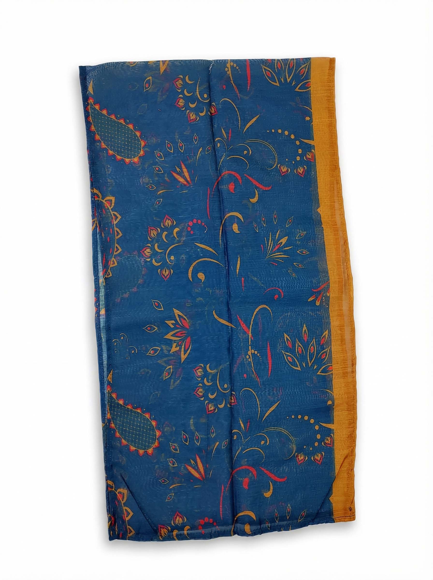 Cotton Suit with Chiffon Dupatta | Blue & Green