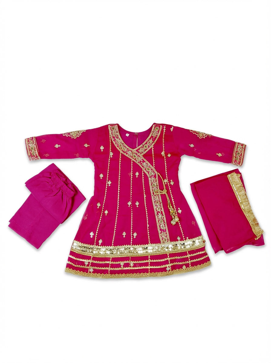 Chiffon 3-Piece Embroidered Suit for Girls