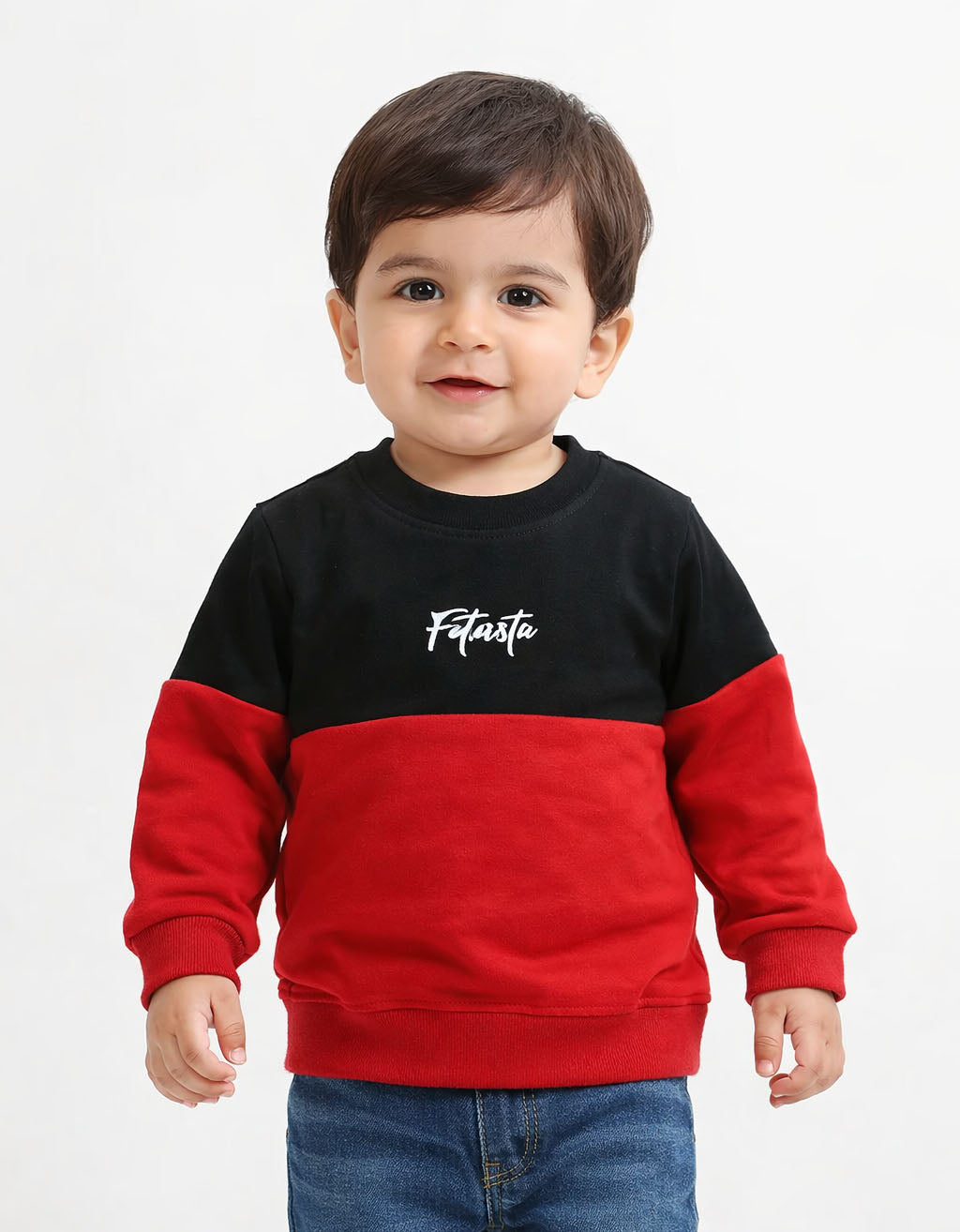 Baby Boys Red Sweatshirt with Black Chest Patch