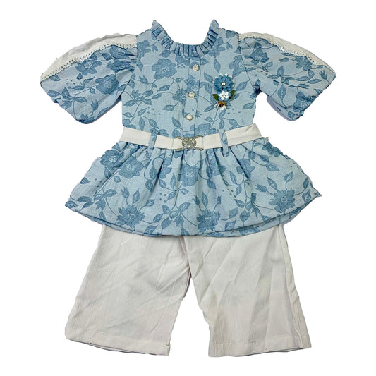Baby Girls Floral Frock with White Plazzo
