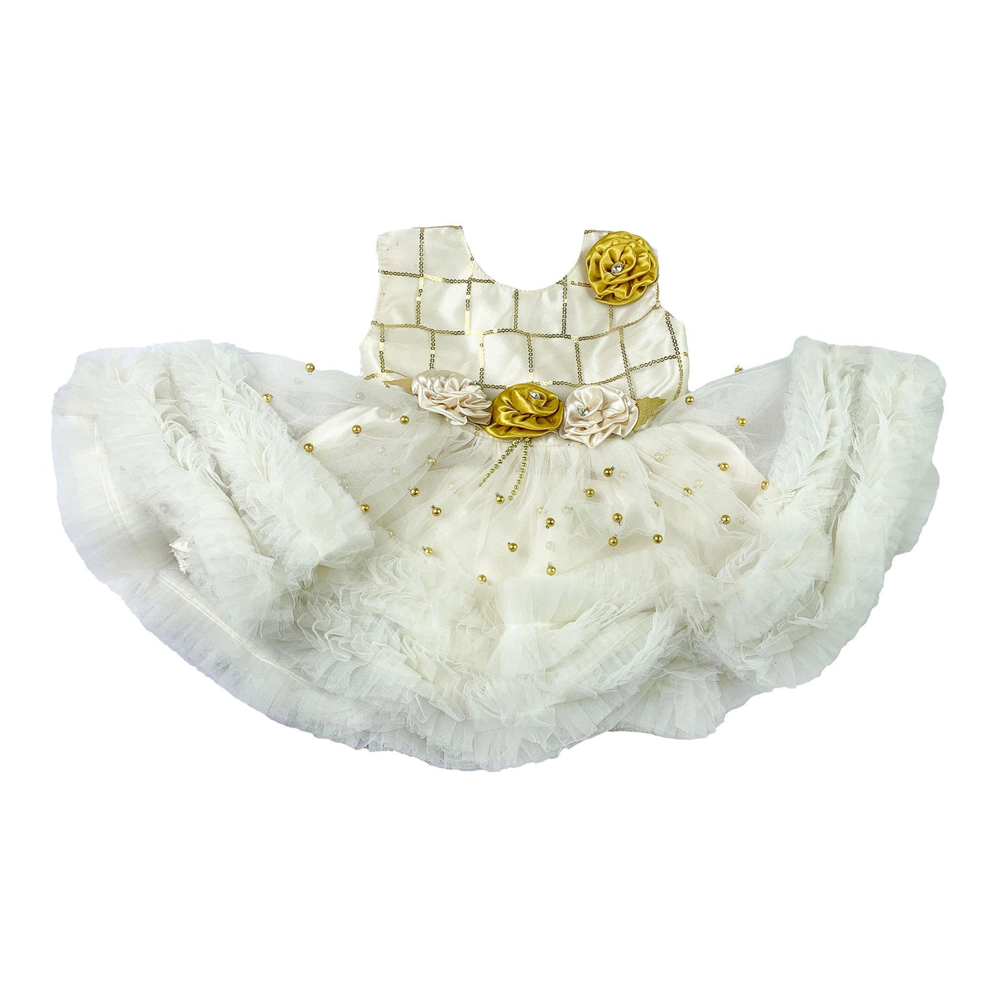 Baby Girl Frock in Cream & Pista Green