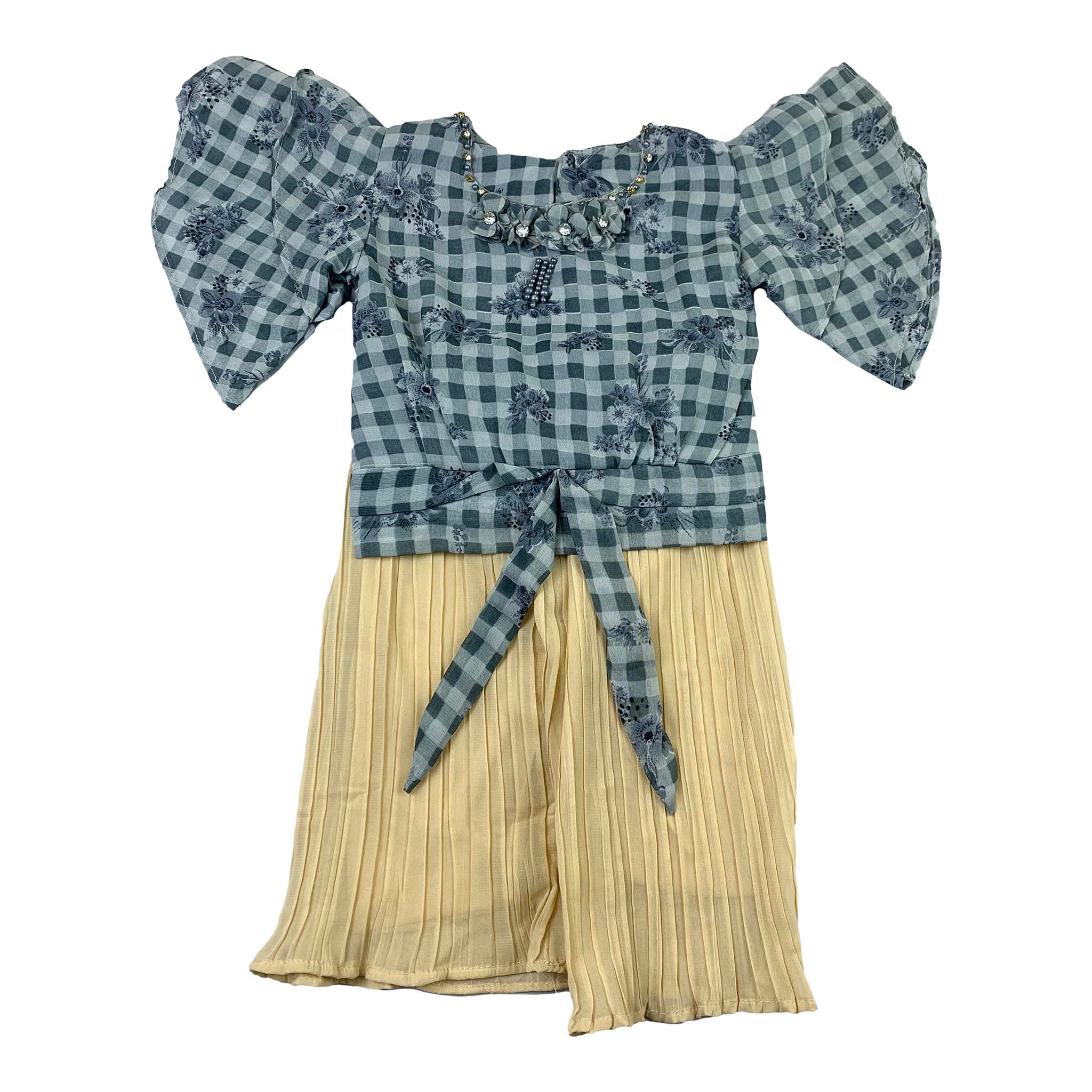 Baby Girls Elegant Floral Frock with Cream Plazzo