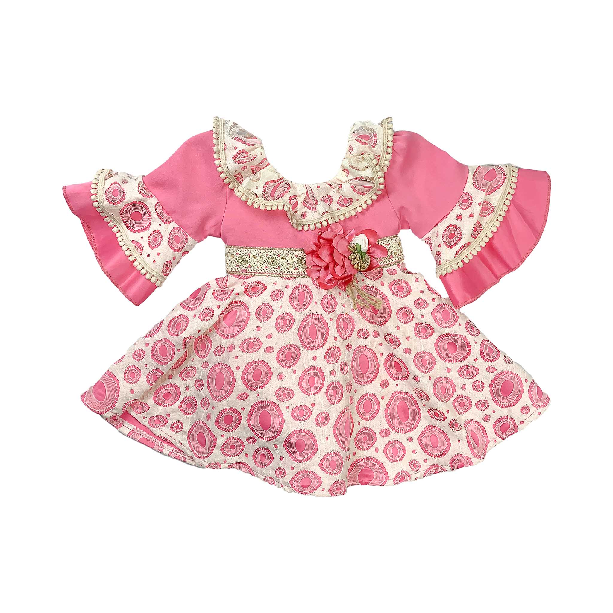 Baby Girls Frock in Light Pink & Red