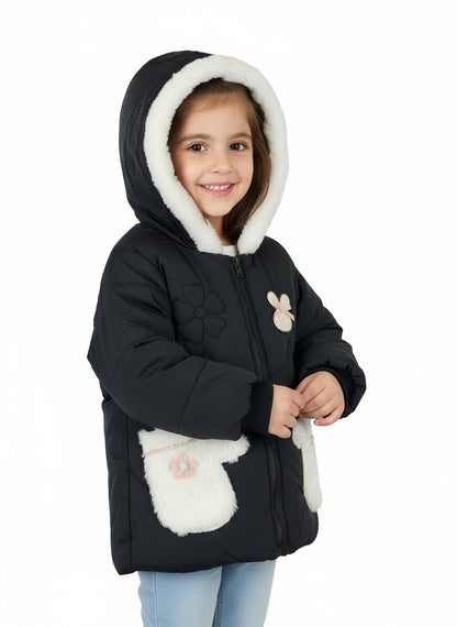 Black Puffer Winter Coat for Girls  | Warm & Lightweight