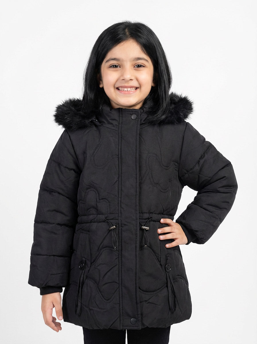 Black Puffer Girls Winter Coat for | Warm & Lightweight