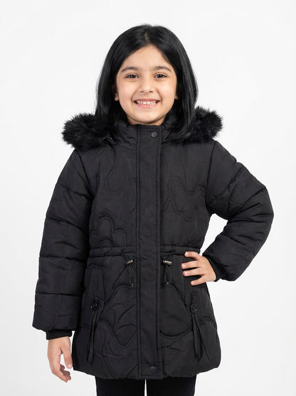 Black Puffer Girls Winter Coat for | Warm & Lightweight