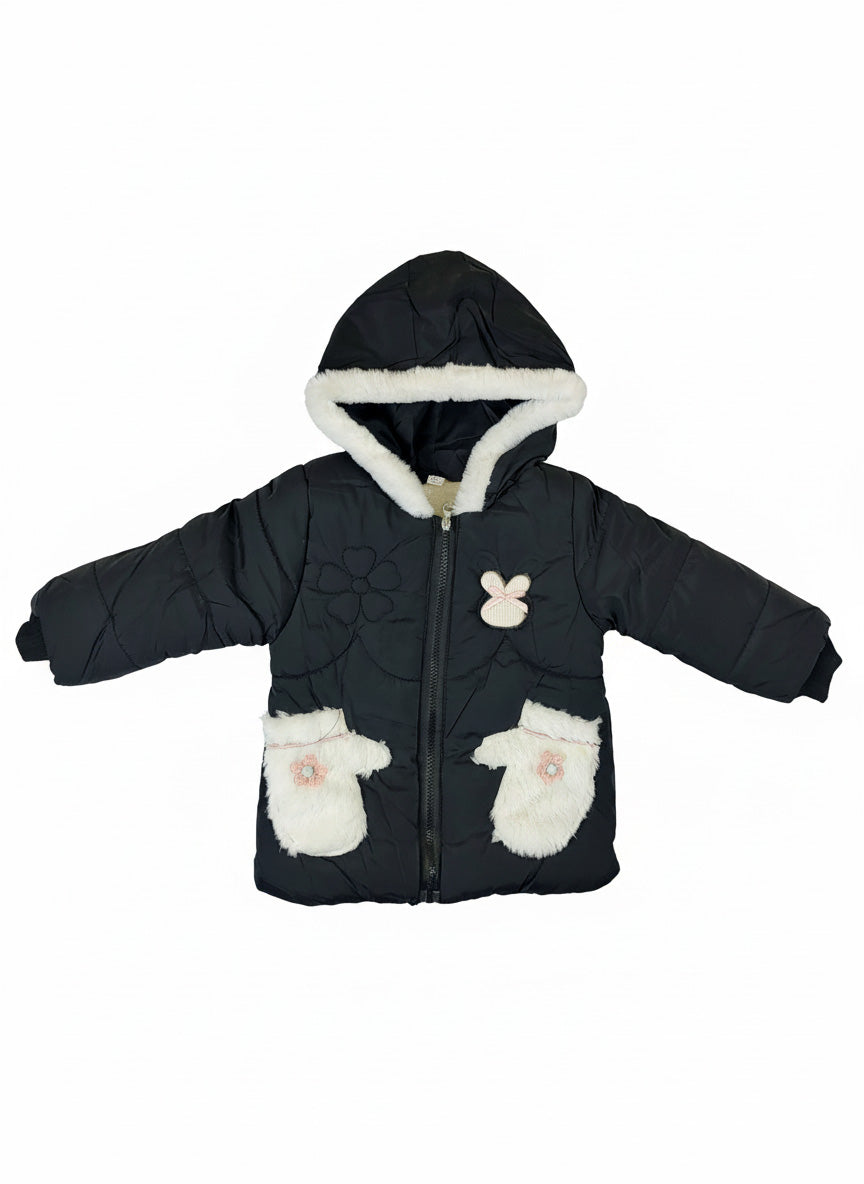 Black Puffer Winter Coat for Girls  | Warm & Lightweight