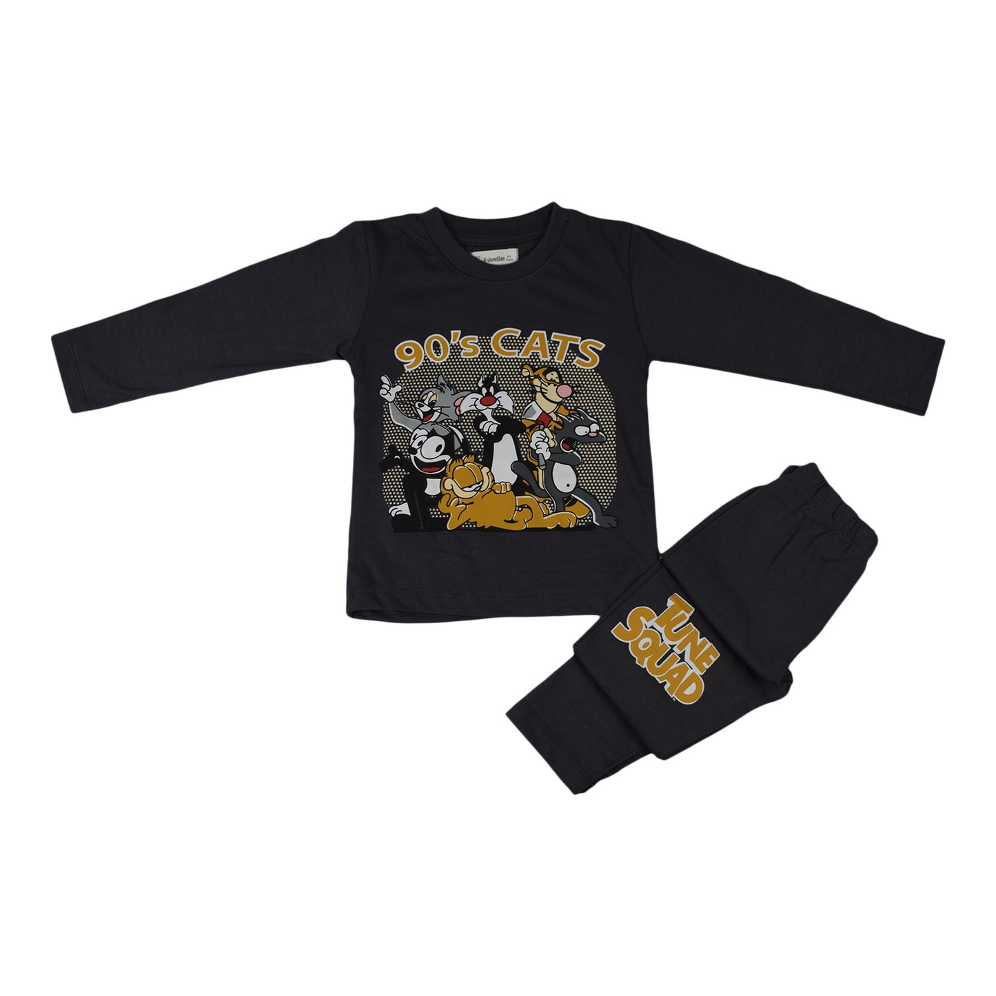 Boys 90’s Cats Terry Jersey Suit – Black & Maroon