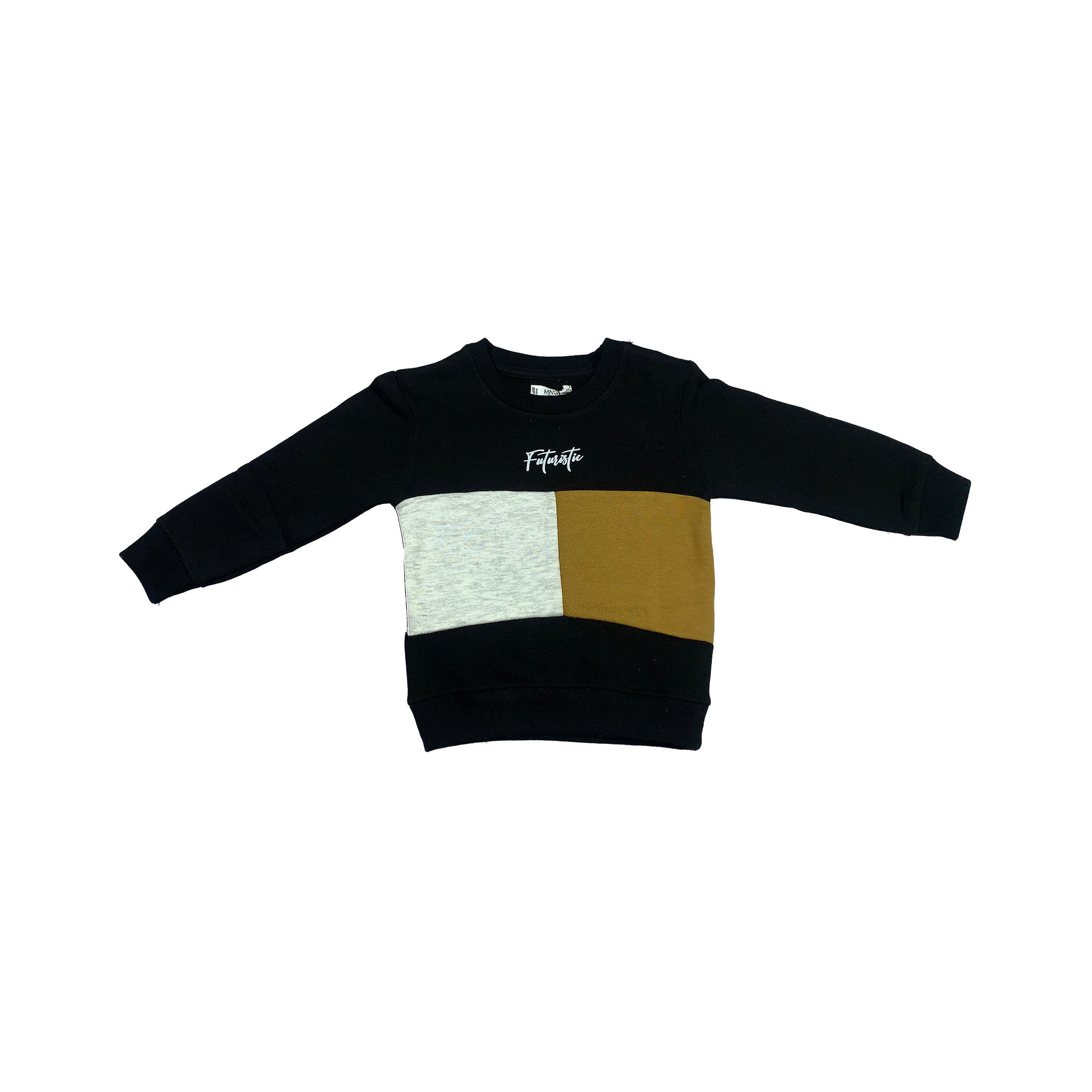 Baby Boys Black Sweatshirt with White & Orange Chest Patch