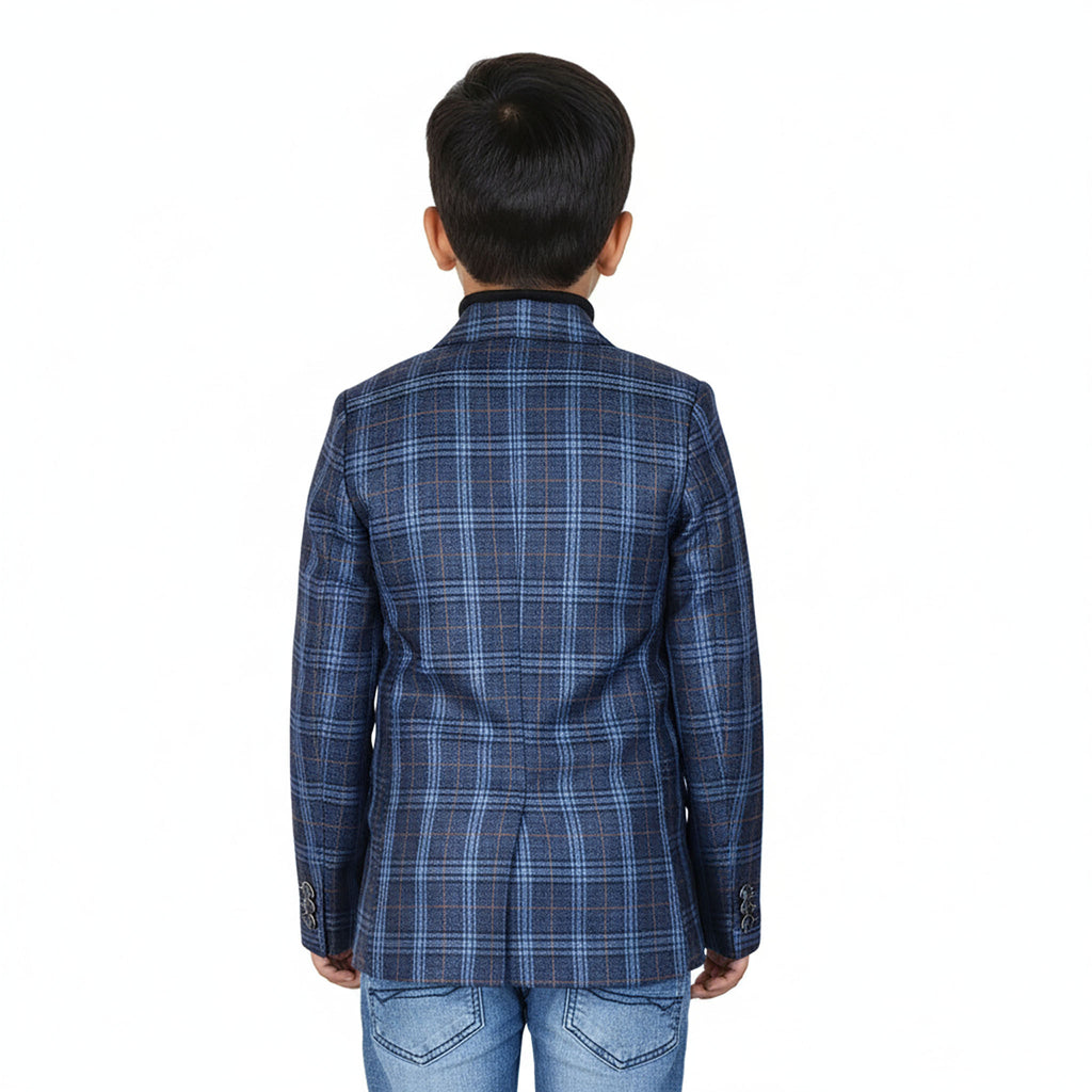 Premium Quality Boys Blue Check Casual Coat: Stylish Winter Layer
