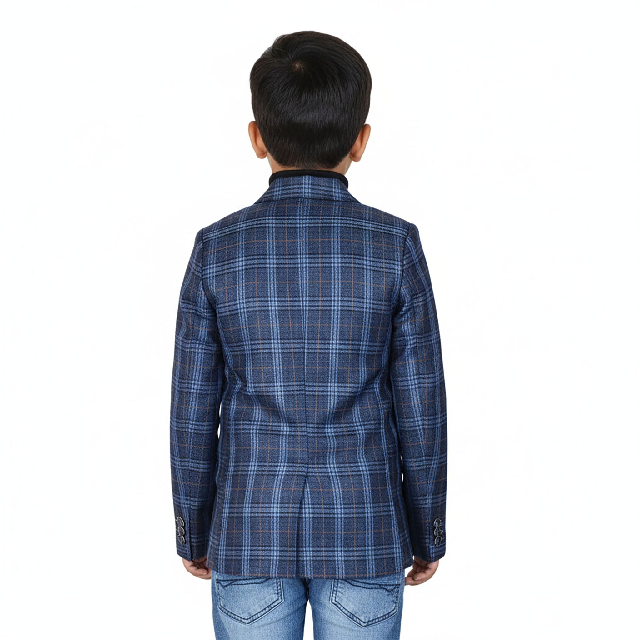 Premium Quality Boys Blue Check Casual Coat: Stylish Winter Layer