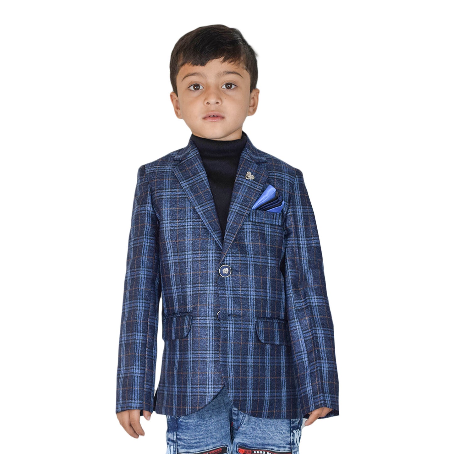 Premium Quality Boys Blue Check Casual Coat: Stylish Winter Layer