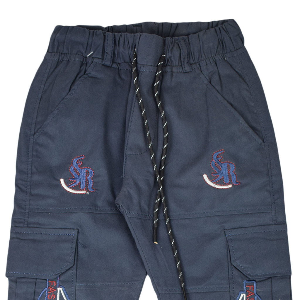 Boys BlueCotton Pocket Jeans with Drawstring: Comfortable Everyday Wear