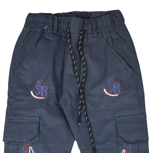 Boys BlueCotton Pocket Jeans with Drawstring: Comfortable Everyday Wear