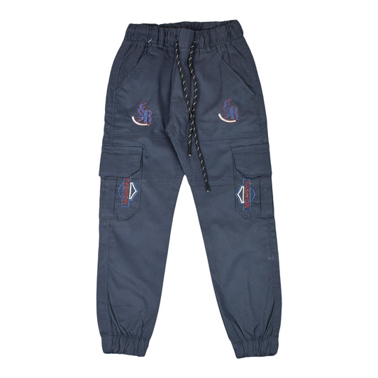 Boys BlueCotton Pocket Jeans with Drawstring: Comfortable Everyday Wear