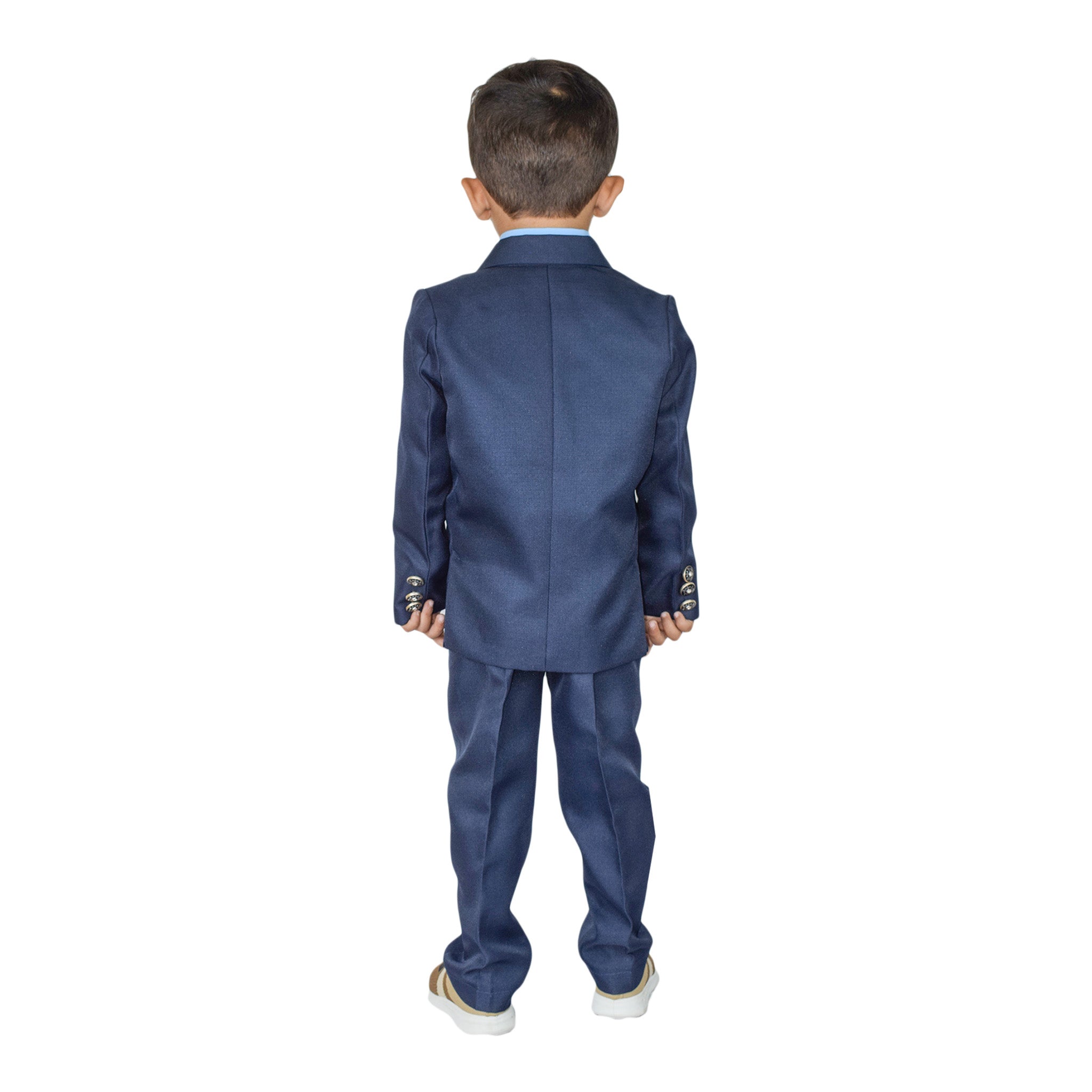 Boys Blue & Brown 3-Piece Suit – Elegant Formal Wear