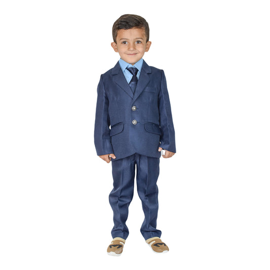 Boys Blue & Brown 3-Piece Suit – Elegant Formal Wear