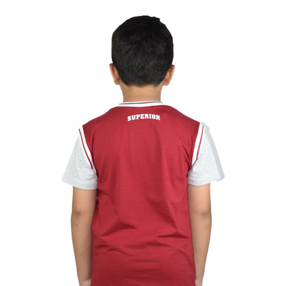 Boys Blue & Red T-Shirt | Casual Round Neck Tee by Kidzaar