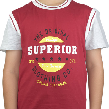 Boys Blue & Red T-Shirt | Casual Round Neck Tee by Kidzaar