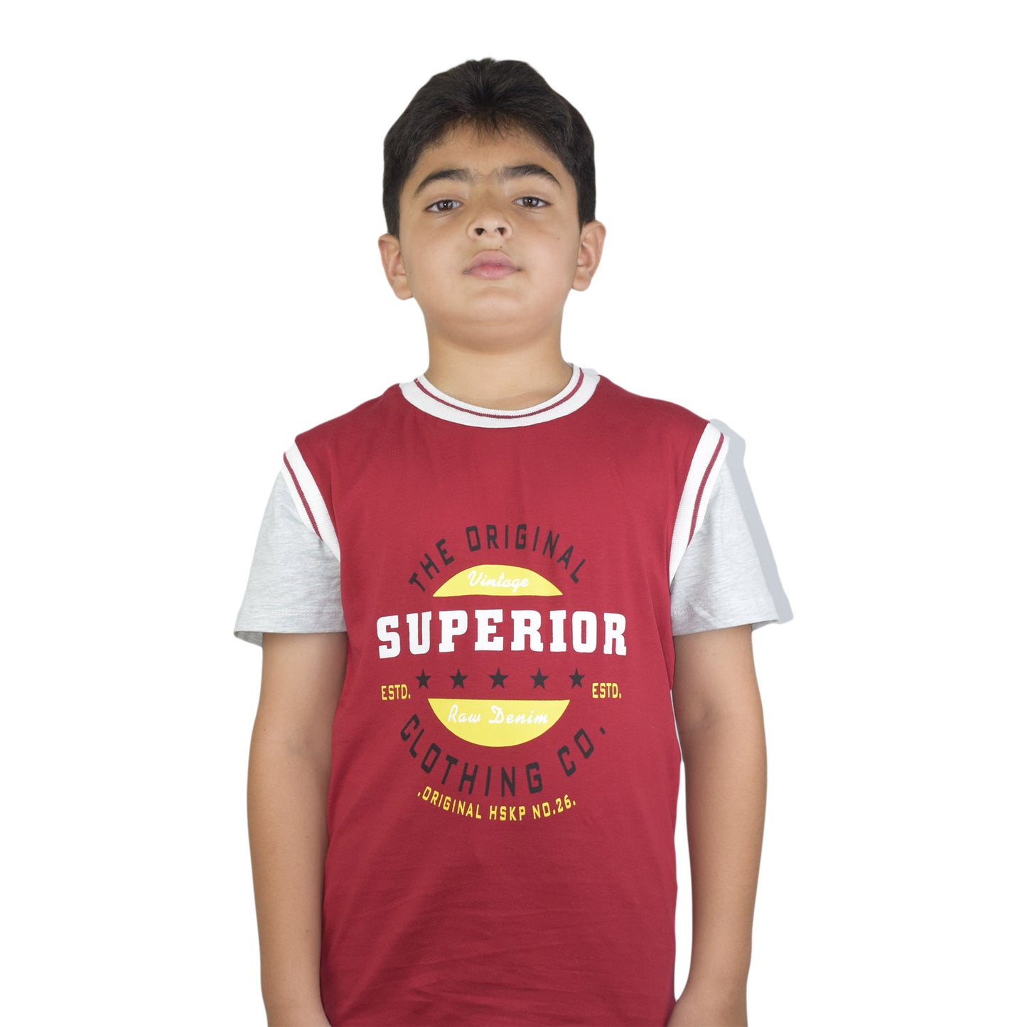 Boys Blue & Red T-Shirt | Casual Round Neck Tee by Kidzaar