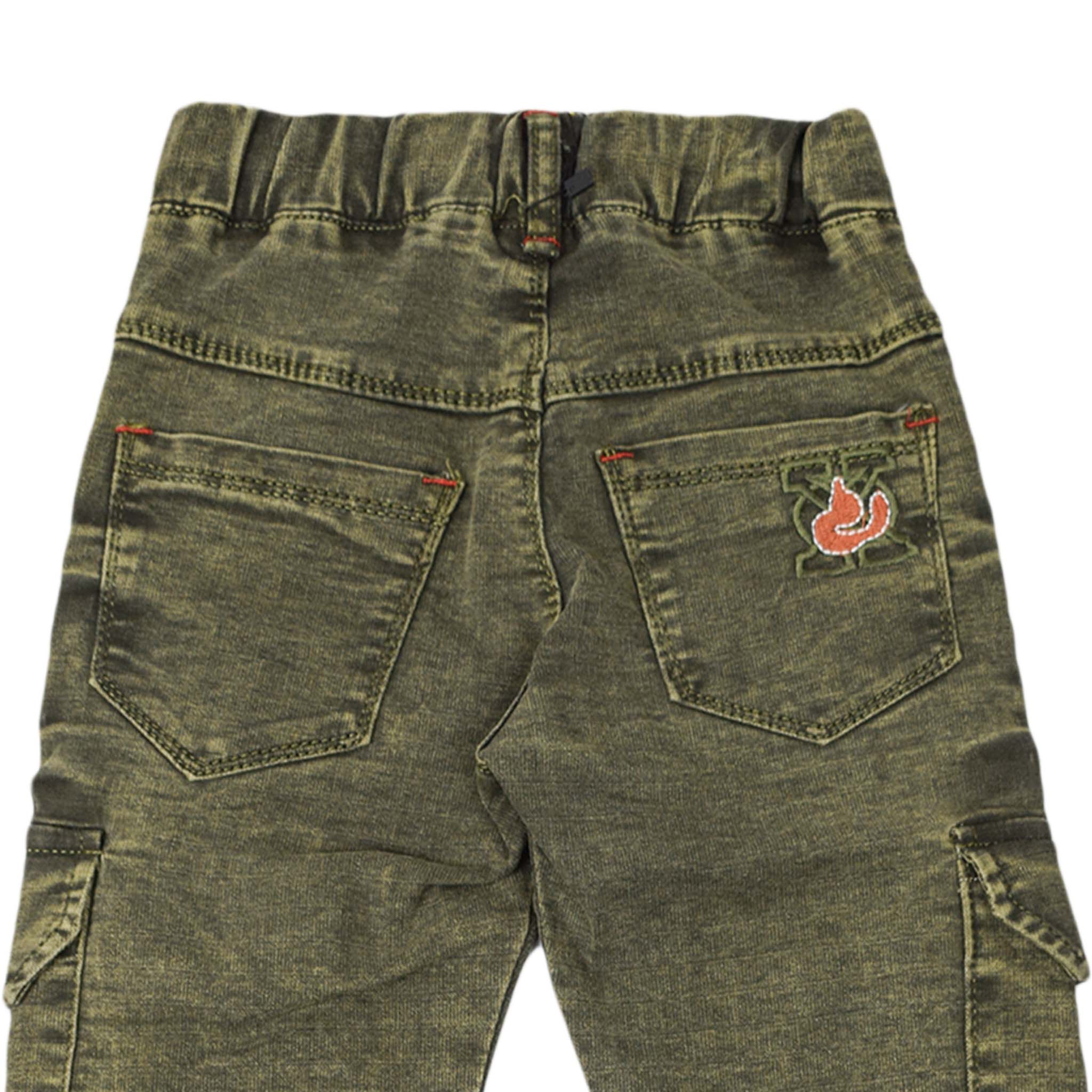 Boys Dark Green Denim-Style Trouser