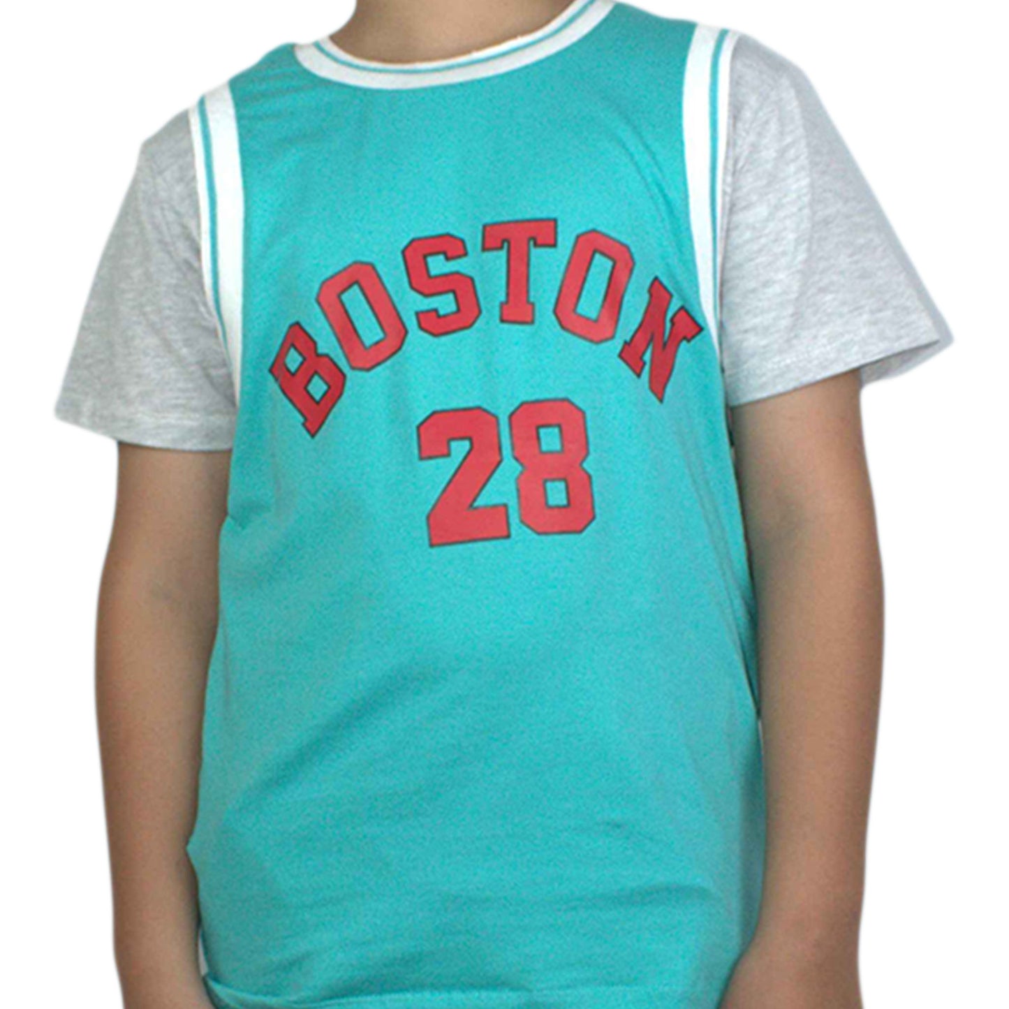 Boys Ferozi and Orange  T-Shirt | Casual Round Neck Tee by Kidzaar