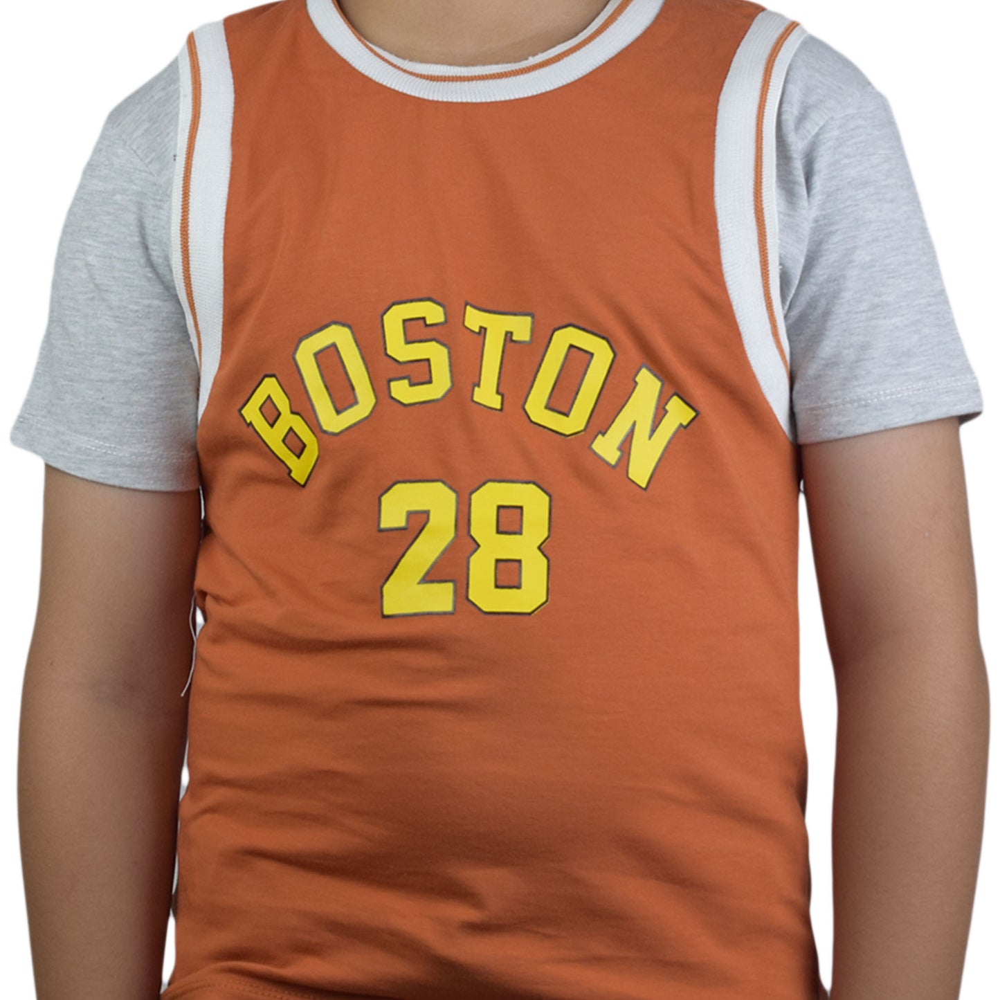 Boys Ferozi and Orange  T-Shirt | Casual Round Neck Tee by Kidzaar