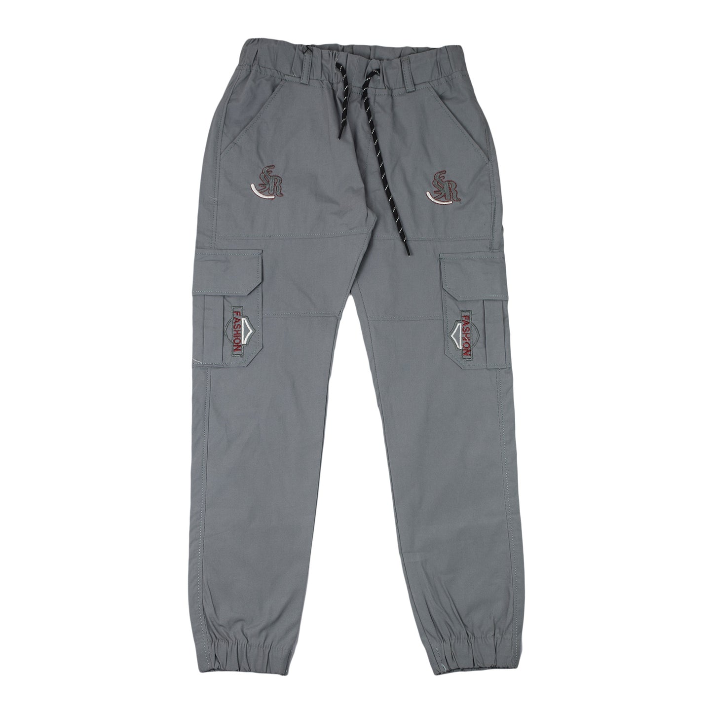 Boys Grey Cotton Pocket Jeans with Drawstring
